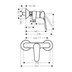 HansGrohe Logis E Tek Kollu Duş Bataryası Aplike - 71610000 - 2