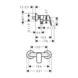 HansGrohe Logis Tek Kollu Duş Bataryası Aplike - 71600000 - 2