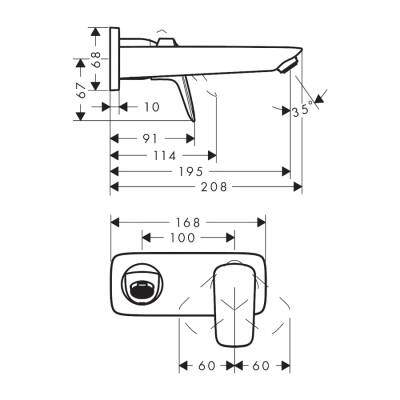 HansGrohe Logis Tek Kollu Lavabo Bataryası Ankastre Duvara Monte, 19.5 Cm Gaga İle - 71220000 - 2