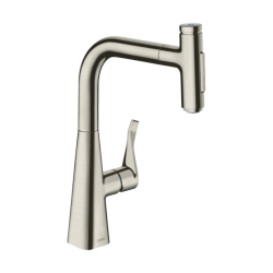 HansGrohe Metris Select M71 Tek Kollu Eviye Bataryası 240, Çekilebilir El Duşu, 2Jet, Sbox - 73817800 - 1