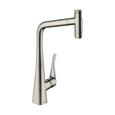 HansGrohe Metris Select M71 Tek Kollu Eviye Bataryası 320, Çekilebilir El Duşu, 2Jet, Sbox - 73816800 - 1