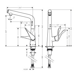 HansGrohe Metris Select M71 Tek Kollu Eviye Bataryası 320, Eco, 1Jet - 14785000 - 2