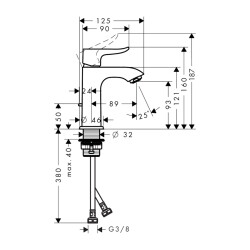 HansGrohe Metris Tek Kollu Lavabo Bataryası 100 Kumandalı, Küçük Lavabolar İçin - 31088000 - 2