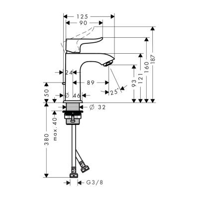 HansGrohe Metris Tek Kollu Lavabo Bataryası 100 Kumandalı, Küçük Lavabolar İçin - 31088000 - 2