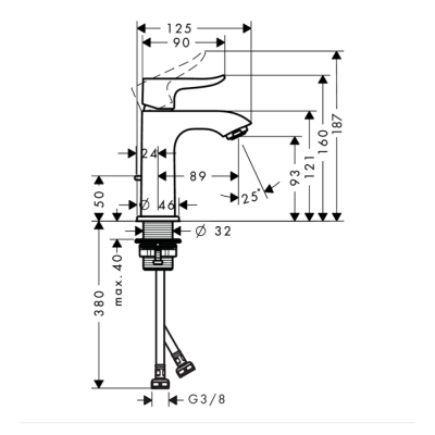 HansGrohe Metris Tek Kollu Lavabo Bataryası 100 Kumandalı, Küçük Lavabolar İçin - 31088000 - 3