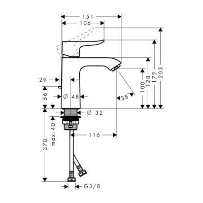 HansGrohe Metris Tek Kollu Lavabo Bataryası 110 Düşük Debi, Kumandalı - 31203000 - 2