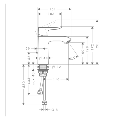 HansGrohe Metris Tek Kollu Lavabo Bataryası 110 Kumandalı, Isıtıcılar İçin - 31074000 - 2