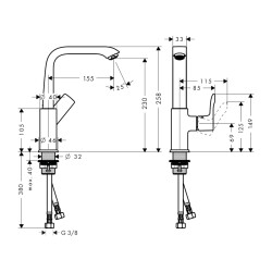 HansGrohe Metris Tek Kollu Lavabo Bataryası 230 Bas - Aç Gider Seti İle - 31187000 - 2