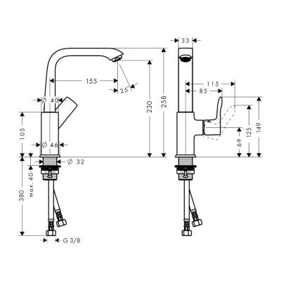 HansGrohe Metris Tek Kollu Lavabo Bataryası 230 Bas - Aç Gider Seti İle - 31187000 - 2