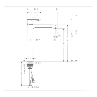 HansGrohe Metris Tek Kollu Lavabo Bataryası 260 Kumandasız, Çanak Lavabolar İçin - 31184000 - 2