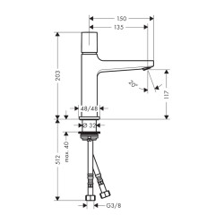 HansGrohe Metropol Lavabo Bataryası 110 Select, Bas - Aç Gider Seti İle - 32571000 - 2