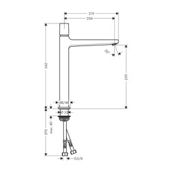 HansGrohe Metropol Lavabo Bataryası 260 Select, Bas - Aç Gider Seti İle - 32572000 - 2