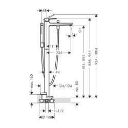 HansGrohe Metropol Tek Kollu Banyo Bataryası Çubuk Volan İle Yerden - 32532990 - 2