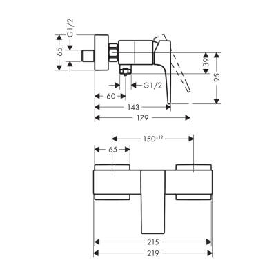 HansGrohe Metropol Tek Kollu Duş Bataryası Aplike, Çubuk Volan İle - 32560670 - 2