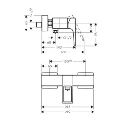 HansGrohe Metropol Tek Kollu Duş Bataryası Aplike, Loop Volan İle - 74560000 - 2