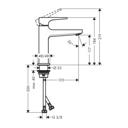 HansGrohe Metropol Tek Kollu Lavabo Bataryası 110 Coolstart, Çubuk Volan Ve Bas - Aç Gider Seti İle - 32508000 - 2