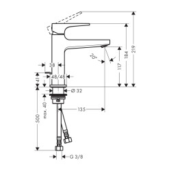 HansGrohe Metropol Tek Kollu Lavabo Bataryası 110 Kumandalı Ve Çubuk Volan İle - 32506000 - 2