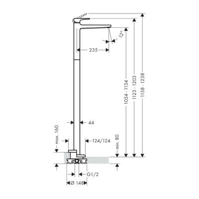 HansGrohe Metropol Tek Kollu Lavabo Bataryası Kumandasız, Loop Volan, Yerden - 74530000 - 2