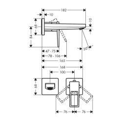 HansGrohe Metropol Tek Kollu Lavabo Bataryası Loop Volan, Ankastre Duvara Monte, 16.5 Cm Gaga İle - 74525000 - 2