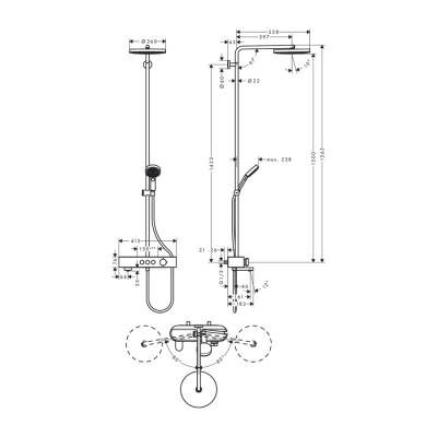 HansGrohe Pulsify S Duş Kolonu 260 1Jet, Banyo Termostatı Showertablet 400 İle - 24230000 - 2