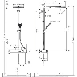 HansGrohe Pulsify S Duş Kolonu 260 1Jet, Ecosmart, Showertablet Select 400 İle - 24221000 - 2