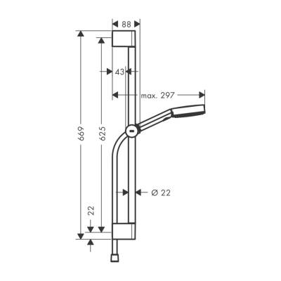 HansGrohe Pulsify Select S Duş Seti 105 3Jet Relaxation Ecosmart, 65 Cm Duş Barı İle - 24161670 - 2