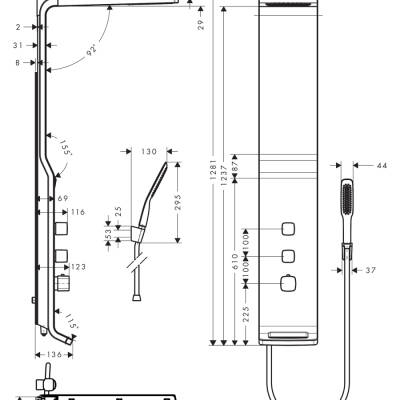 HansGrohe Raindance Duş Paneli Lift 180 2 Jet, Aplike - 27008000 - 2