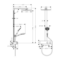 HansGrohe Raindance E Duş Kolonu 300 1 Jet, Ecosmart, 9 Lt/Dk, Showertablet 350 İle - 27362000 - 2