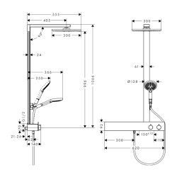 HansGrohe Raindance E Duş Kolonu 300 1 Jet, Showertablet 600 İle - 27363000 - 2