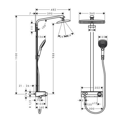 HansGrohe Raindance E Duş Kolonu 360 1 Jet, Showertablet Select 300 İle - 27288000 - 2