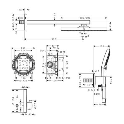 HansGrohe Raindance E Duş Sistemi 300 1Jet Showerselect Square İle - 27952000 - 2