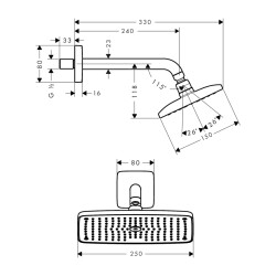 HansGrohe Raindance E Tepe Duşu 240 1 Jet, Duş Dirseği İle - 27370000 - 2