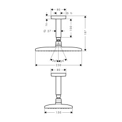 HansGrohe Raindance E Tepe Duşu 240 1 Jet, Tavan Bağlantısı İle - 27380000 - 2