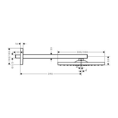 HansGrohe Raindance E Tepe Duşu 300 1 Jet, Duş Dirseği İle - 26238670 - 2