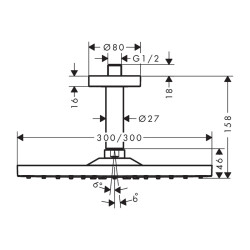 HansGrohe Raindance E Tepe Duşu 300 1 Jet, Tavan Bağlantısı İle - 26250000 - 2