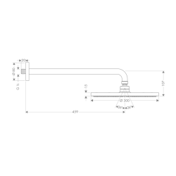 HansGrohe Raindance S Tepe Duşu 300 1 Jet, 46 Cm Duş Dirseği İle - 27492000 - 2