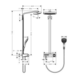 HansGrohe Raindance Select E Duş Kolonu 300 3 Jet, Showertablet Select 300 İle - 27127400 - 2