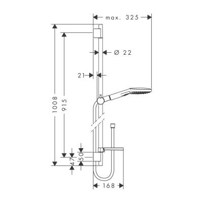 HansGrohe Raindance Select E Duş Seti 120 3 Jet, 90 Cm Duş Barı Ve Sabunluk İle - 26621000 - 2