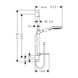 HansGrohe Raindance Select E Duş Seti 120 3 Jet, Ecosmart, 9Lt/Dk, 65 Cm Duş Barı Ve Sabunluk İle - 26622000 - 2