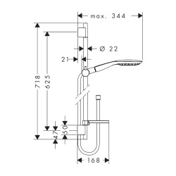 HansGrohe Raindance Select E Duş Seti 150 3 Jet, 65 Cm Duş Barı Ve Sabunluk İle - 27856000 - 2