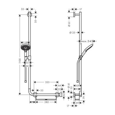 HansGrohe Raindance Select S Duş Seti 120 3 Jet, 110 Cm Sol Duş Barı İle - 26324000 - 2