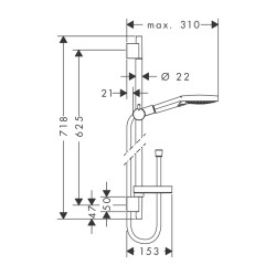 HansGrohe Raindance Select S Duş Seti 120 3 Jet, 65 Cm Duş Barı Ve Sabunluk İle - 26630400 - 2