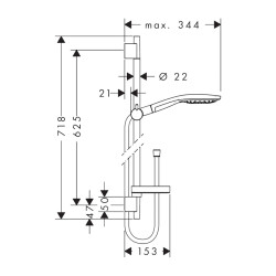 HansGrohe Raindance Select S Duş Seti 150 3 Jet, 65 Cm Duş Barı Ve Sabunluk İle - 27802000 - 2