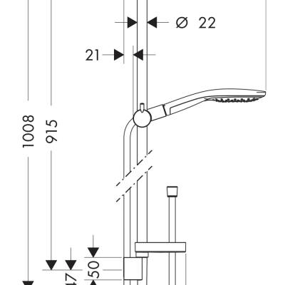 HansGrohe Raindance Select S Duş Seti 150 3 Jet, 90 Cm Duş Barı Ve Sabunluk İle - 27803400 - 2