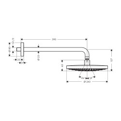 HansGrohe Raindance Select S Tepe Duşu 240 2 Jet, Ecosmart, 9 Lt/Dk, Duş Dirseği İle - 26470400 - 2