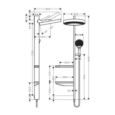 HansGrohe Rainfinity Duş Kolonu 360 1Jet, Ankastre Montaj İle - 26842000 - 2