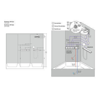 HansGrohe Rainfinity Tepe Duşu 360 3Jet, Duvar Bağlantısı İle - 26234140 - 2