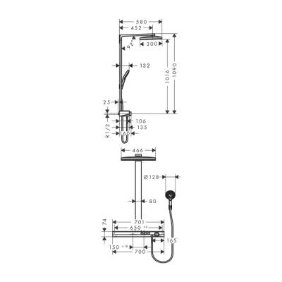 HansGrohe Rainmaker Select Duş Kolonu 460 2 Jet, Ecosmart, 9 Lt/Dk, Termostat İle - 27028400 - 2