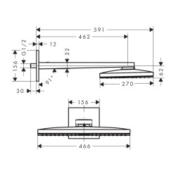 HansGrohe Rainmaker Select Tepe Duşu 460 1 Jet, Duş Dirseği İle - 24003400 - 2