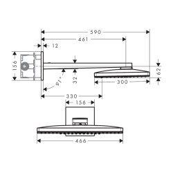 HansGrohe Rainmaker Select Tepe Duşu 460 2 Jet, Duş Dirseği İle - 24005400 - 2